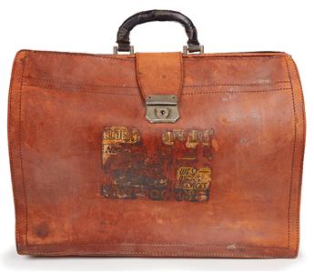 (LITERATURE AND POETRY.) WRIGHT, RICHARD. The authors large leather briefcase used by him when he was living in Paris.